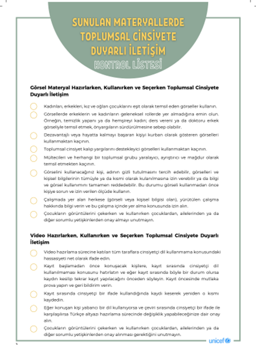 Sunulan Materyallerde Toplumsal Cinsiyete Duyarlı